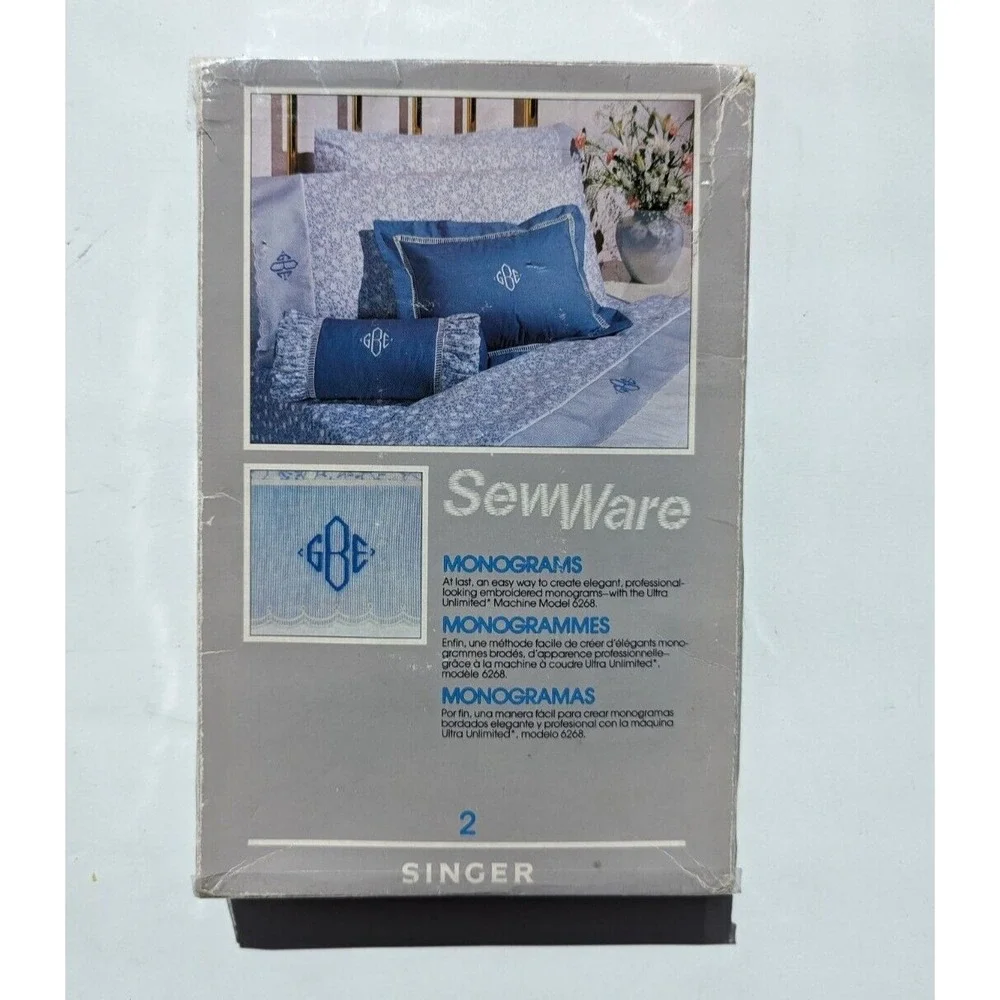 VTG 1984 Sew Ware 2 Monograms Singer Sewing Machine 6268 Embroidery Kit Insert